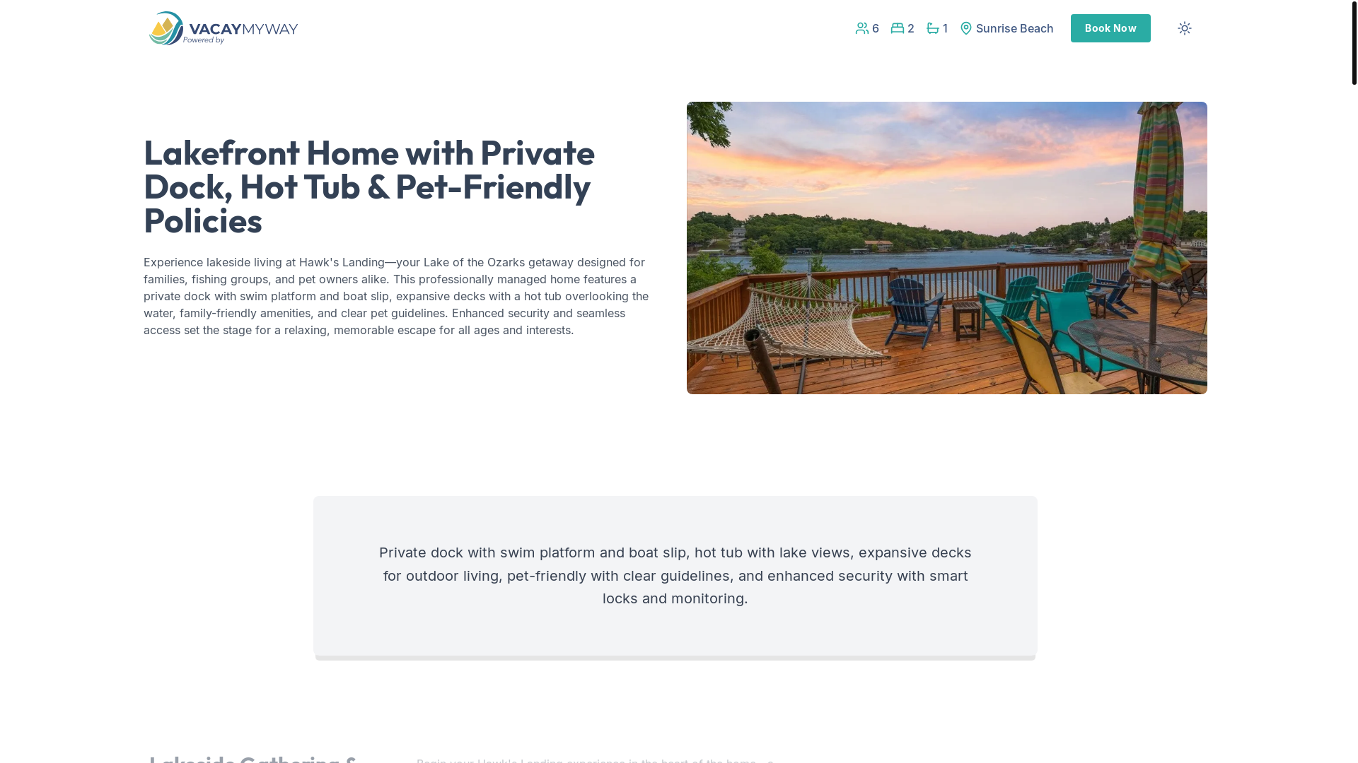 website screenshot of https://hawkhaven.villas/