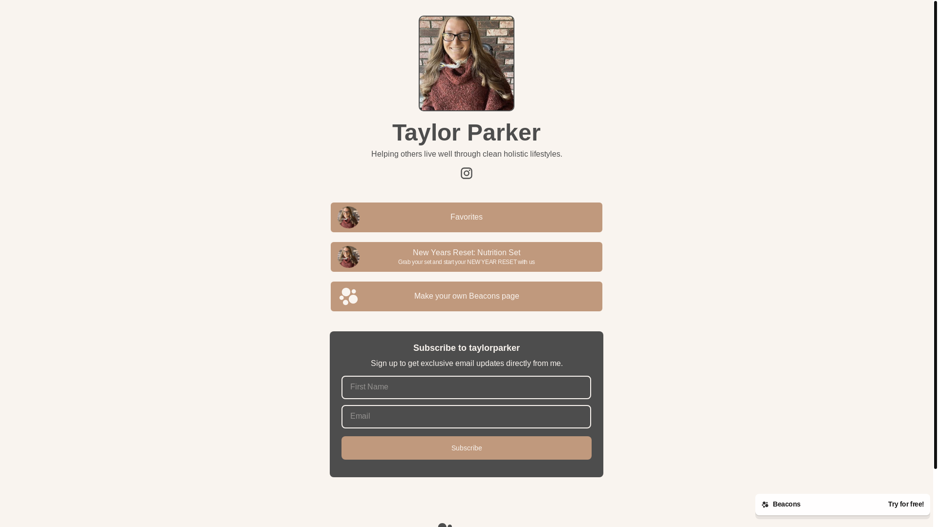 website screenshot of https://taylorparker.store/