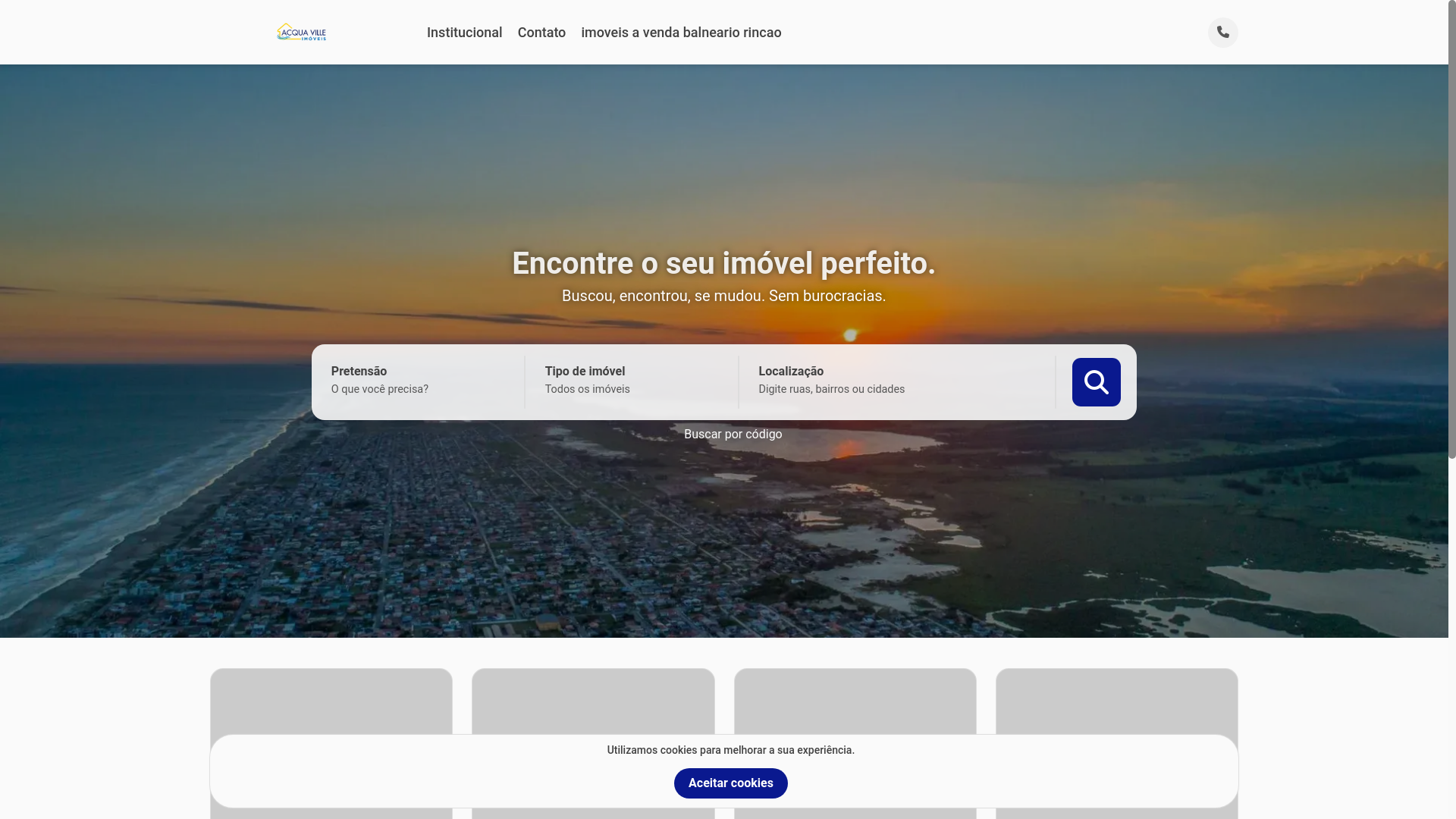 website screenshot of https://acquavilleimoveis.com.br/