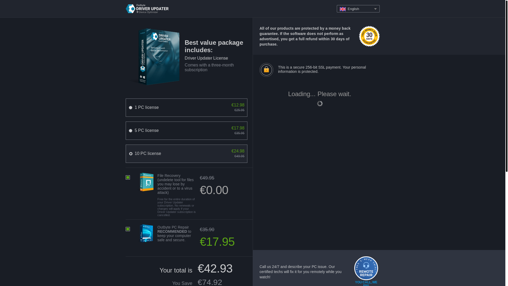 website screenshot of https://store.outbyte.com/noventiq/driver-updater-brc-d/second