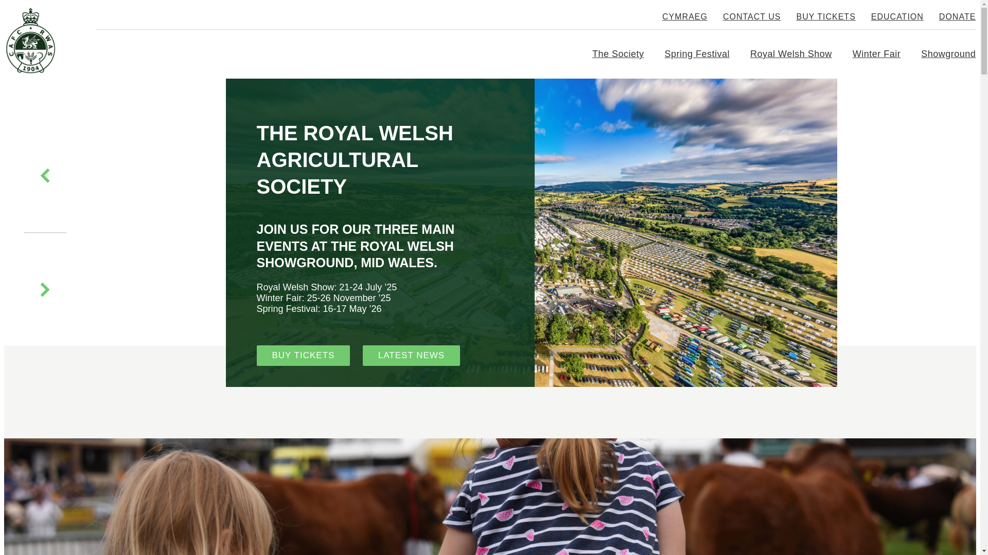 website screenshot of https://rwas.wales/