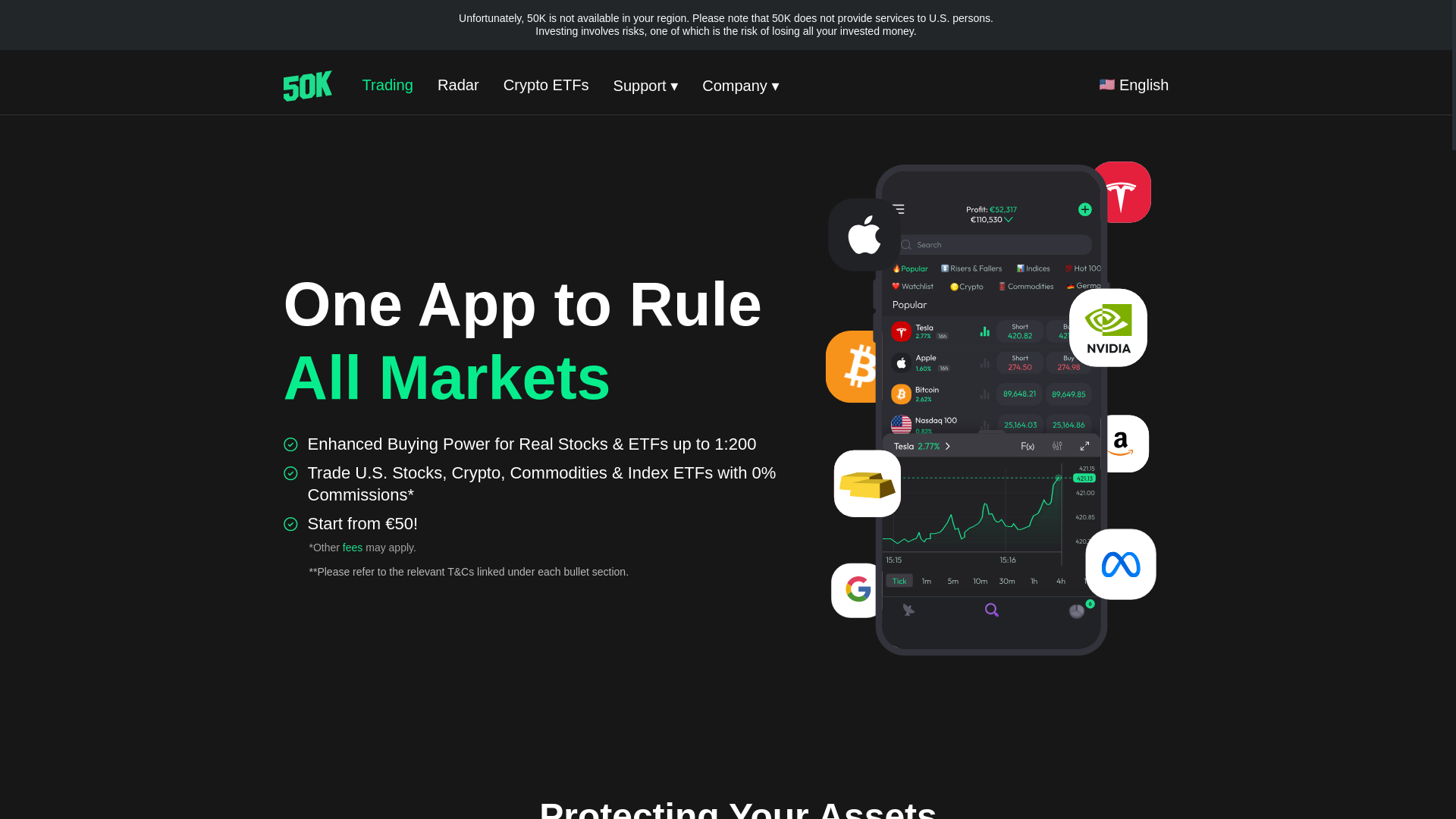 website screenshot of https://50k.trade/