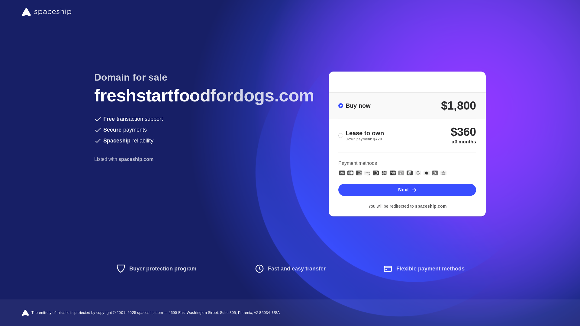 website screenshot of https://freshstartfoodfordogs.com/