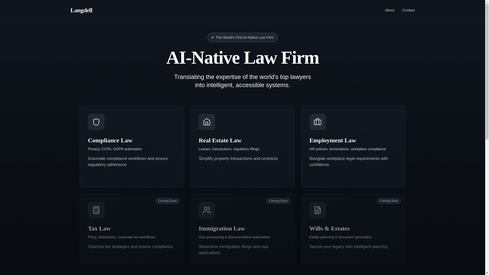 website screenshot of https://langdell.ai/