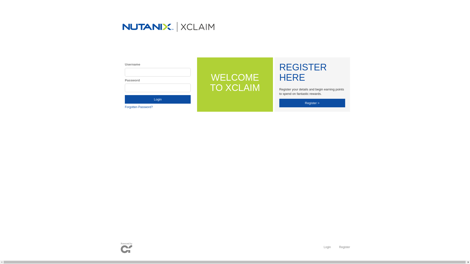 website screenshot of https://www.nutanix-xclaim.com/users/login