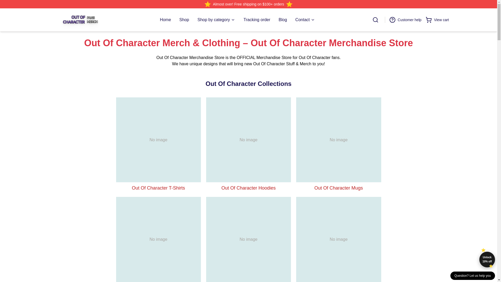 website screenshot of https://outofcharactermerch.shop/