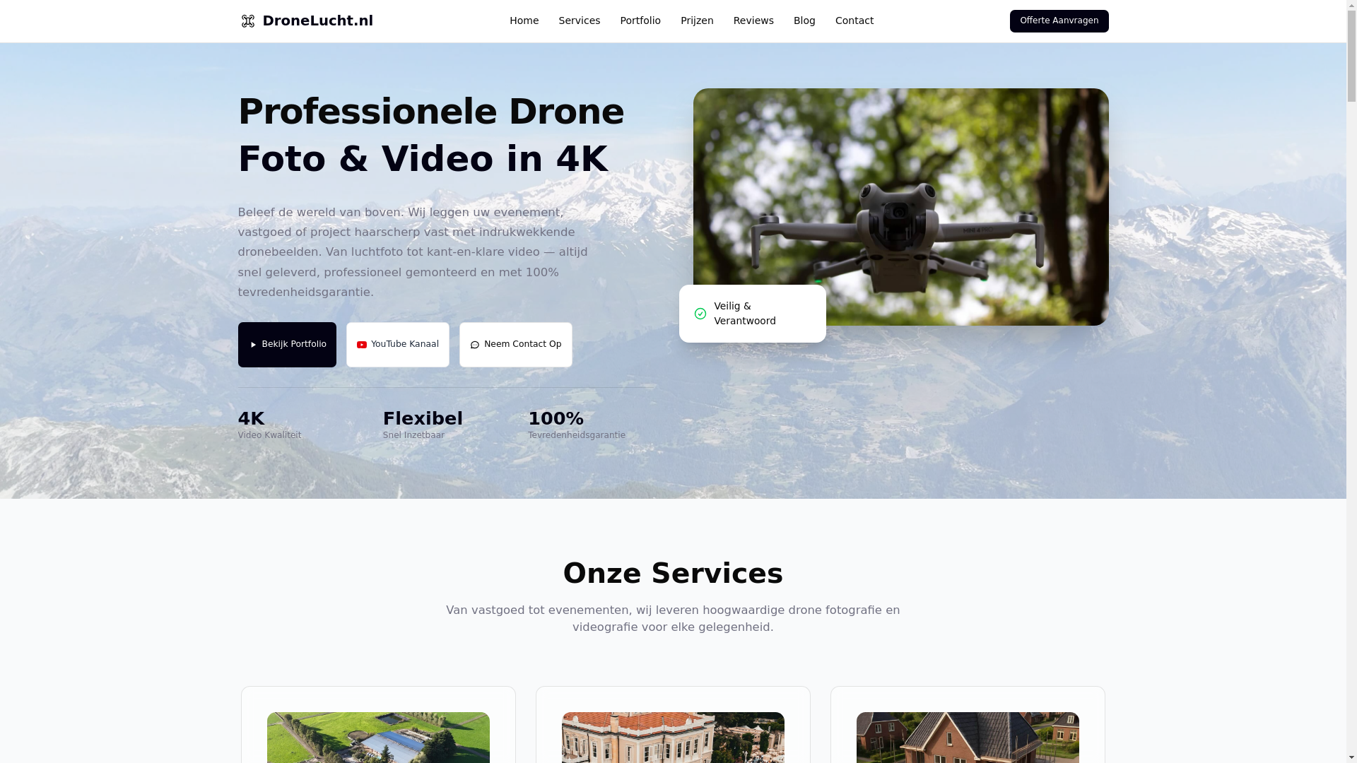 website screenshot of https://dronelucht.nl/