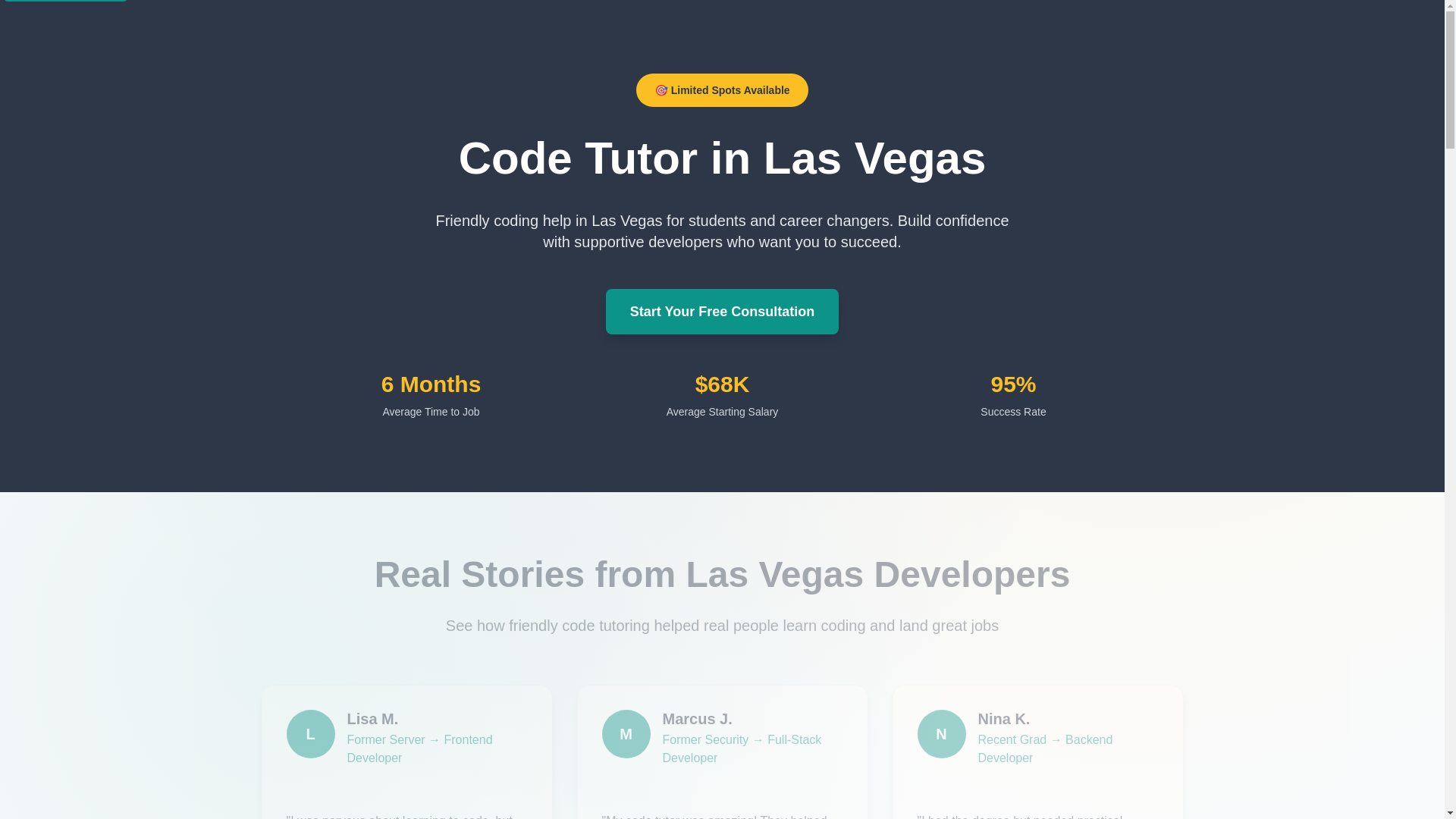 website screenshot of https://lasvegascodecoach.com/