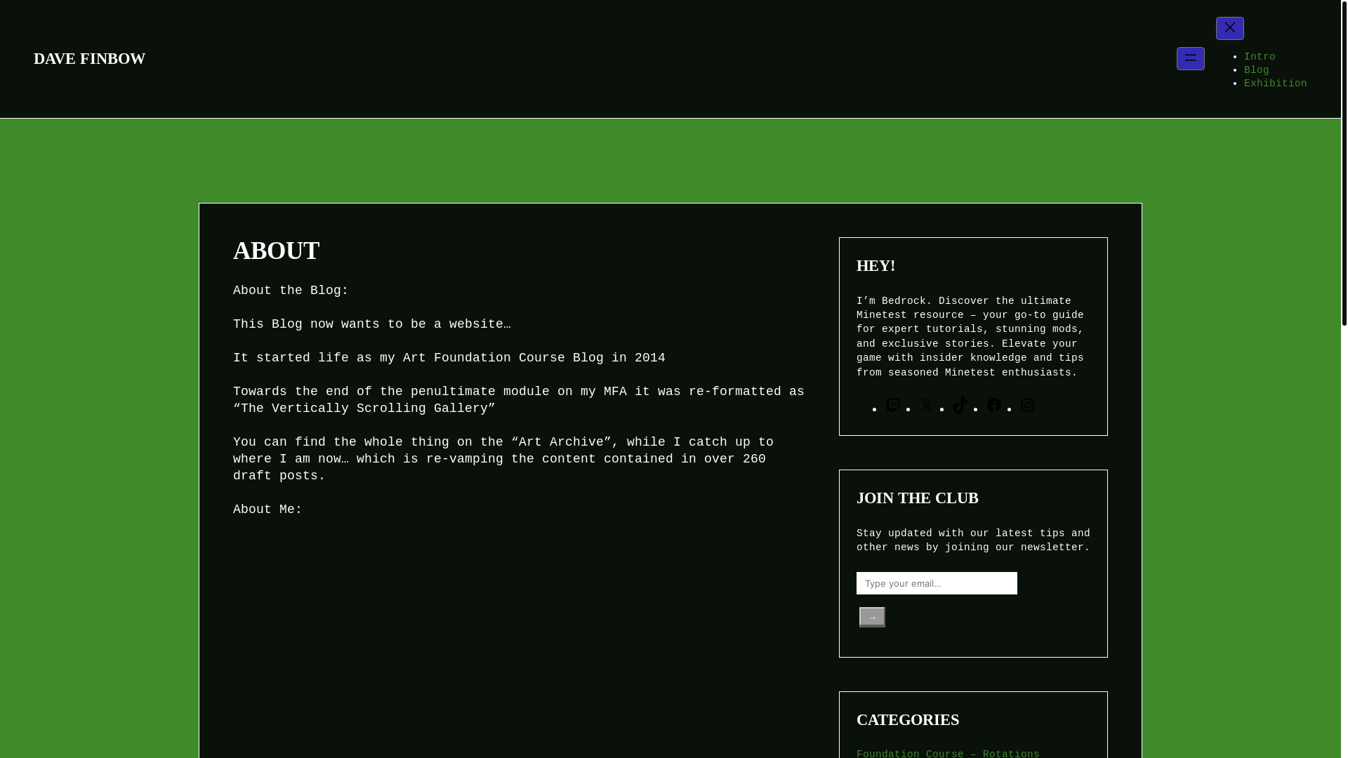 website screenshot of https://davefinbow.com/