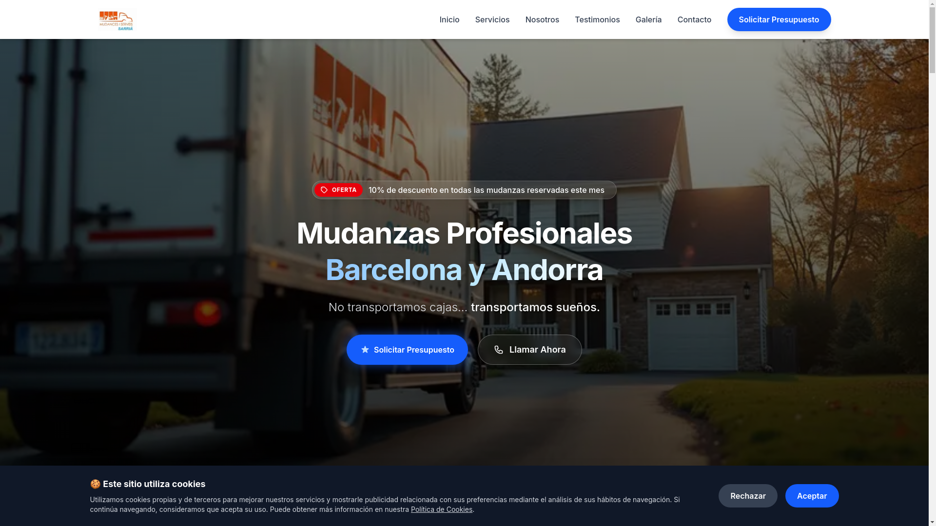 website screenshot of https://mudanzasarria.com/