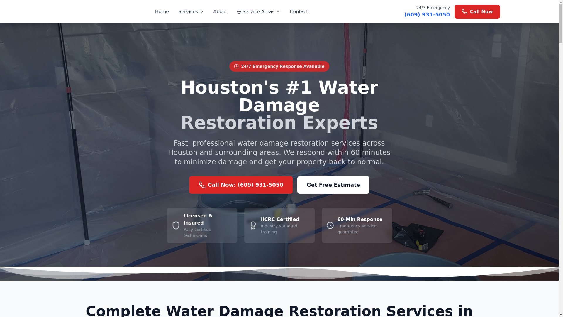 website screenshot of https://waterdamagenearmetx.com/