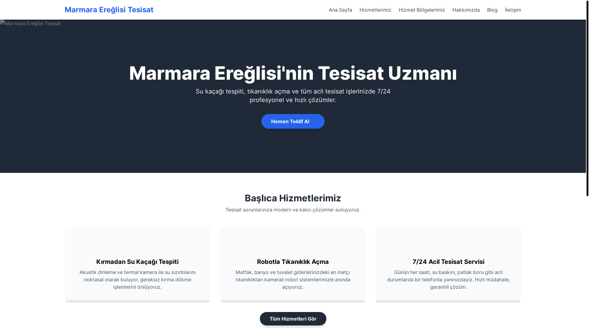website screenshot of https://marmaraereglisisutesisatcisi.com.tr/
