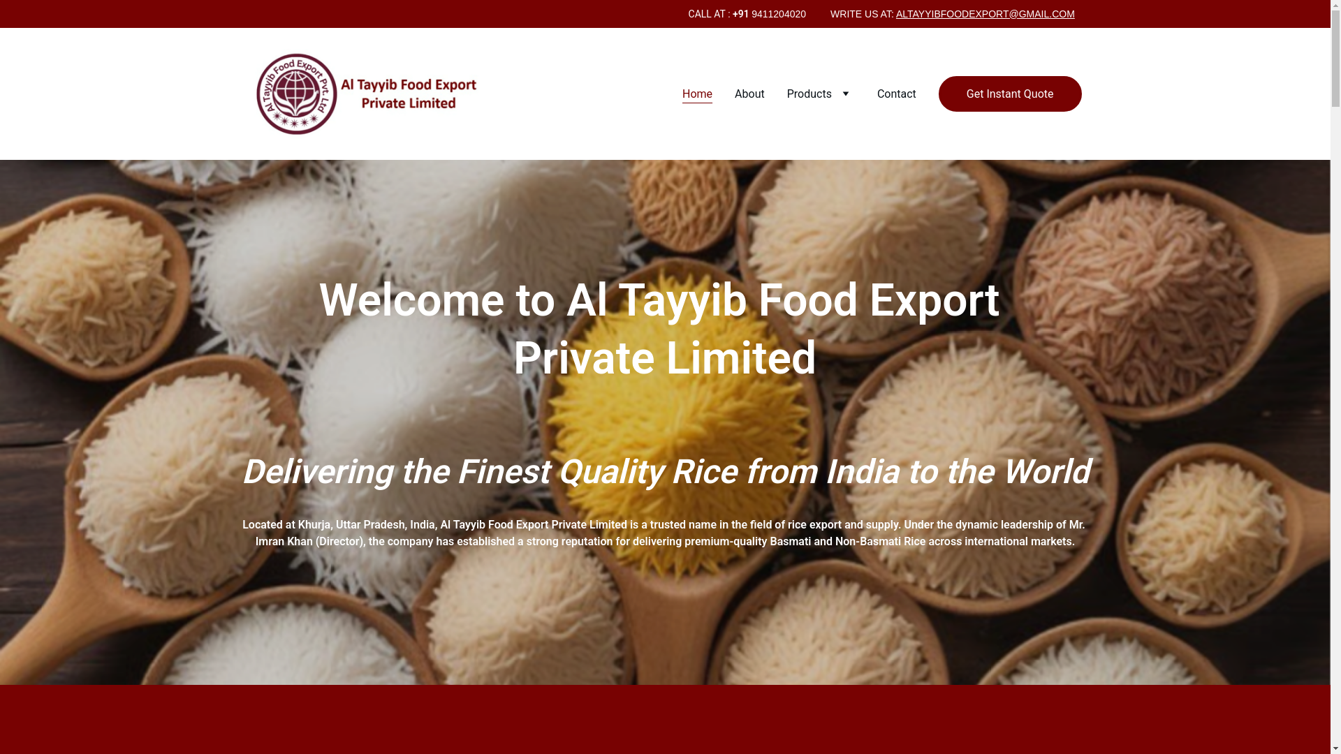 website screenshot of https://altayyibfoodsexport.com/