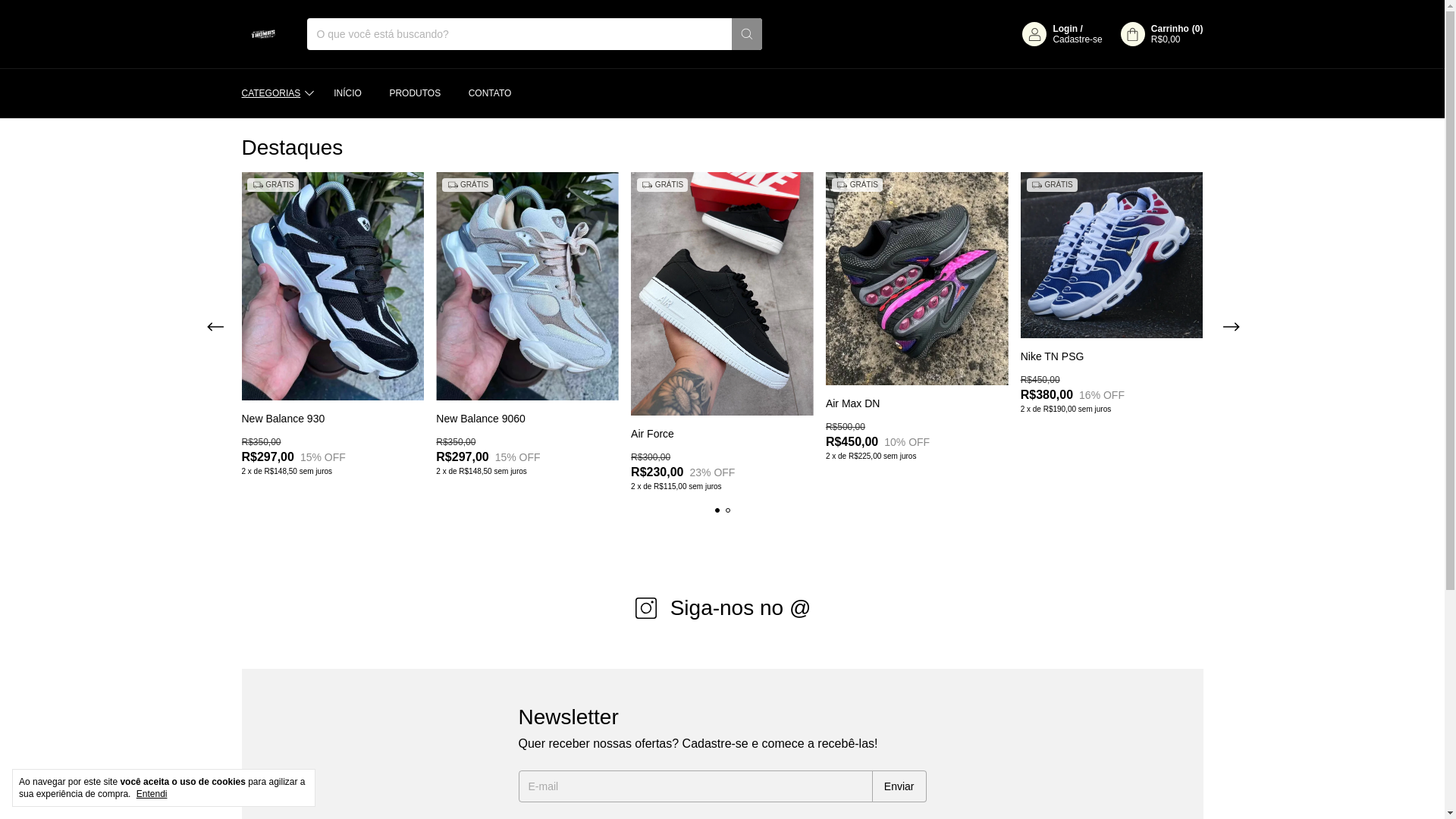 website screenshot of https://thomasimportsoficial.com.br/