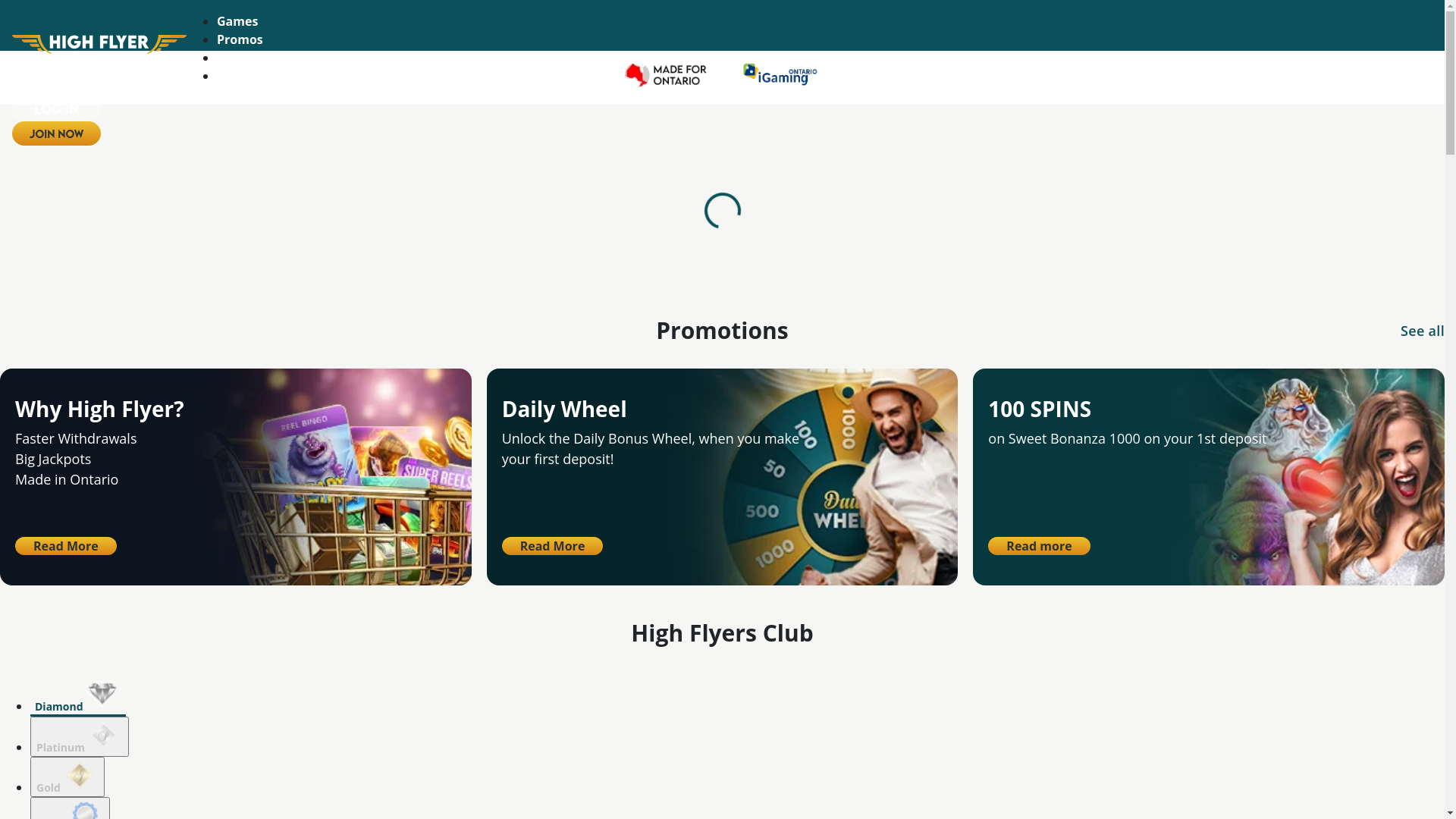 website screenshot of https://highflyercasino.pro/