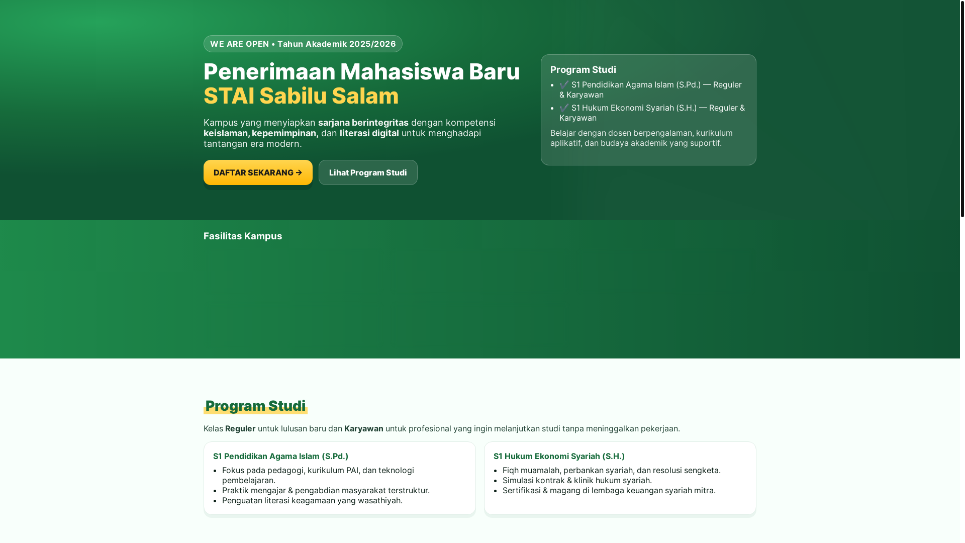 website screenshot of https://staisabilusalam.ac.id/