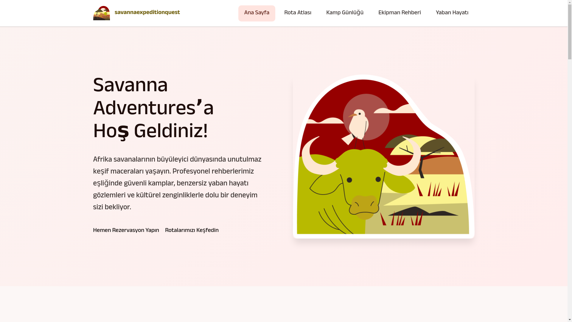 website screenshot of https://savannaexpeditionquest.com/
