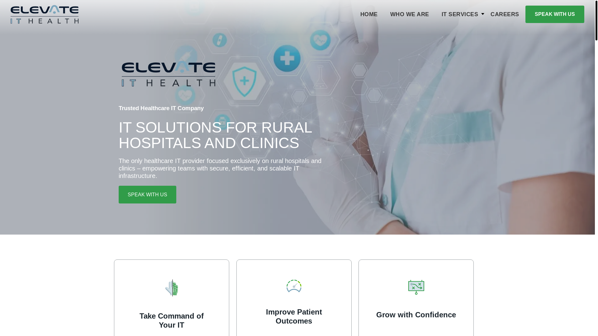 website screenshot of https://elevateithealth.net/