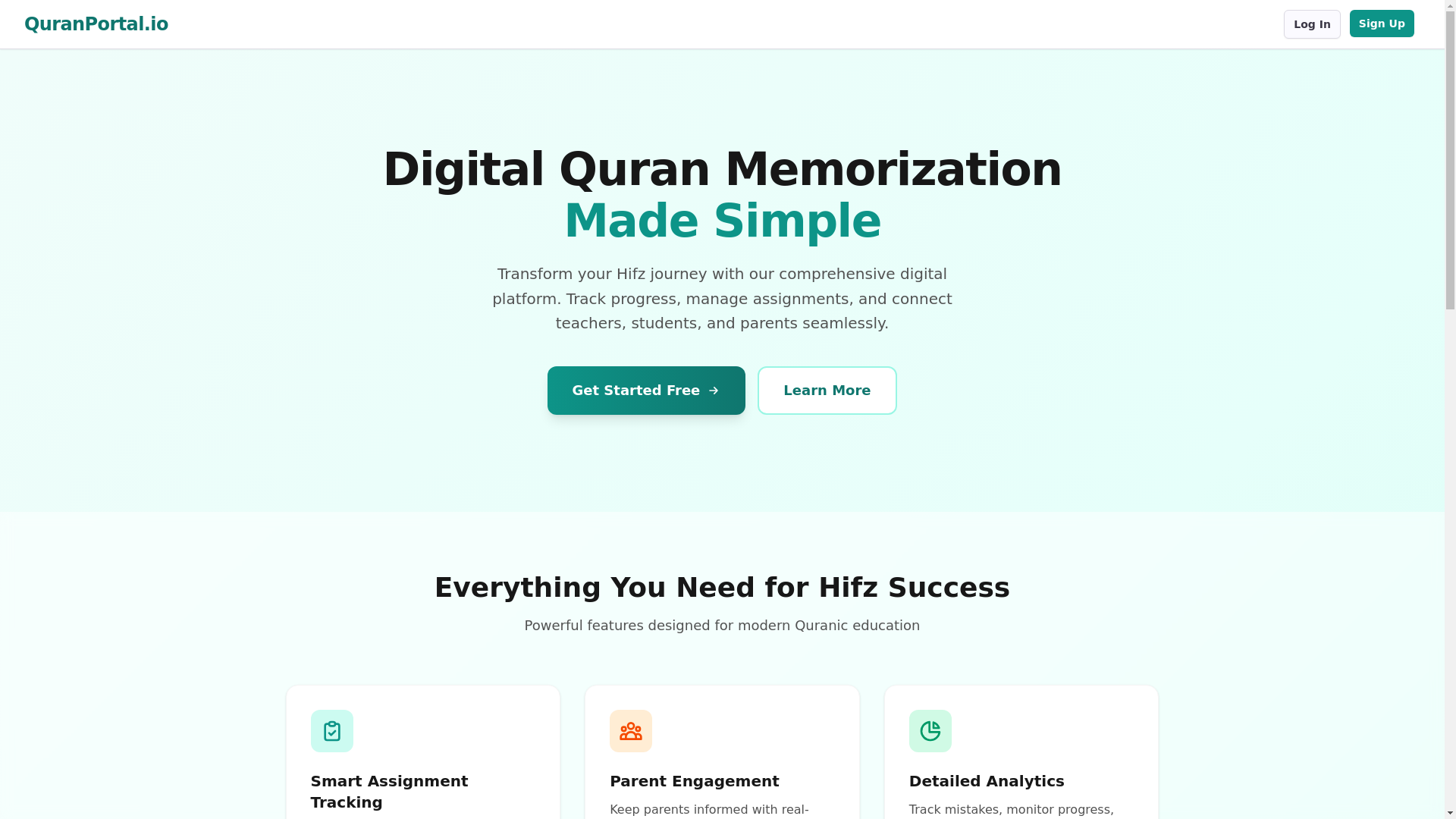 website screenshot of https://quranportal.io/