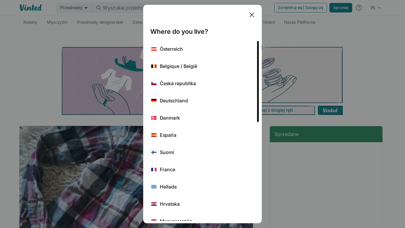 website screenshot of https://www.vinted.pl/items/6337798872-koszula-flanelowa-w-krate