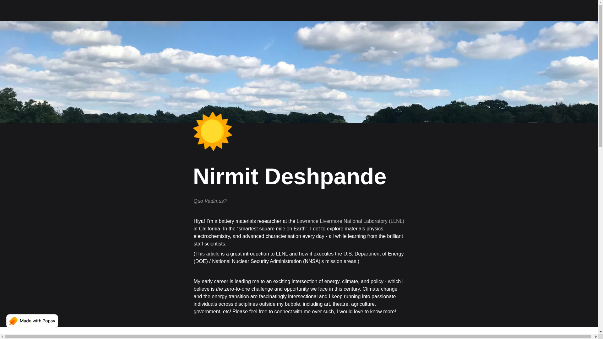 website screenshot of https://nirmitdeshpande.org/