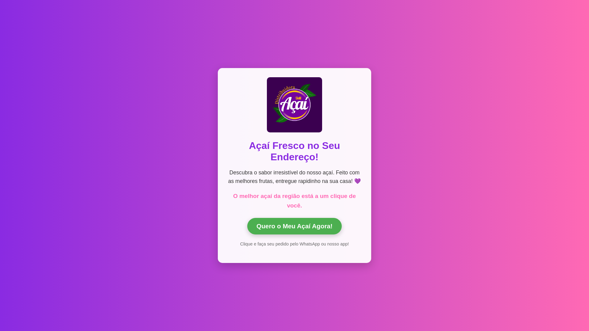 website screenshot of https://acaiagora.shop/