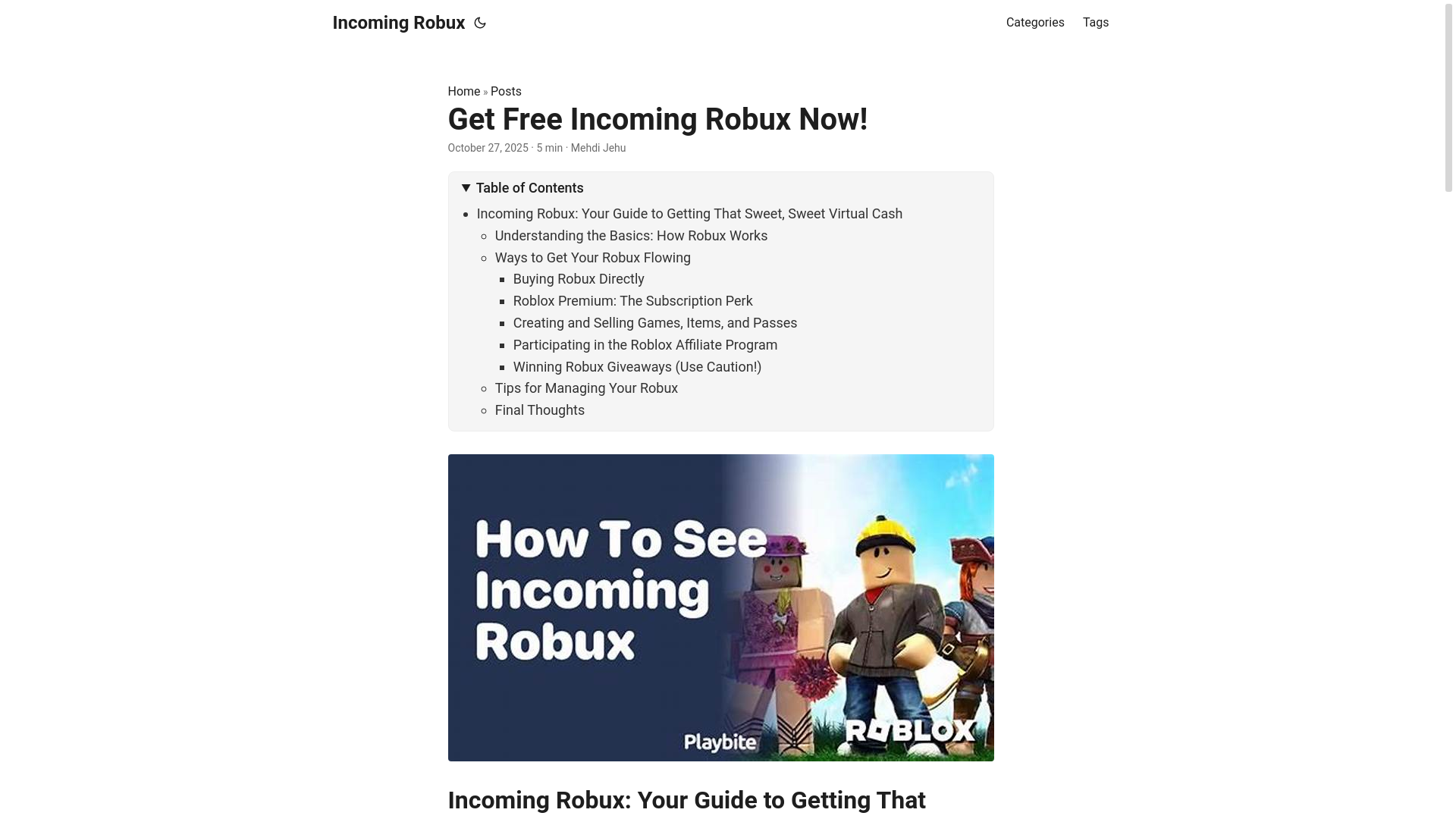 website screenshot of https://incoming-robux.pages.dev/