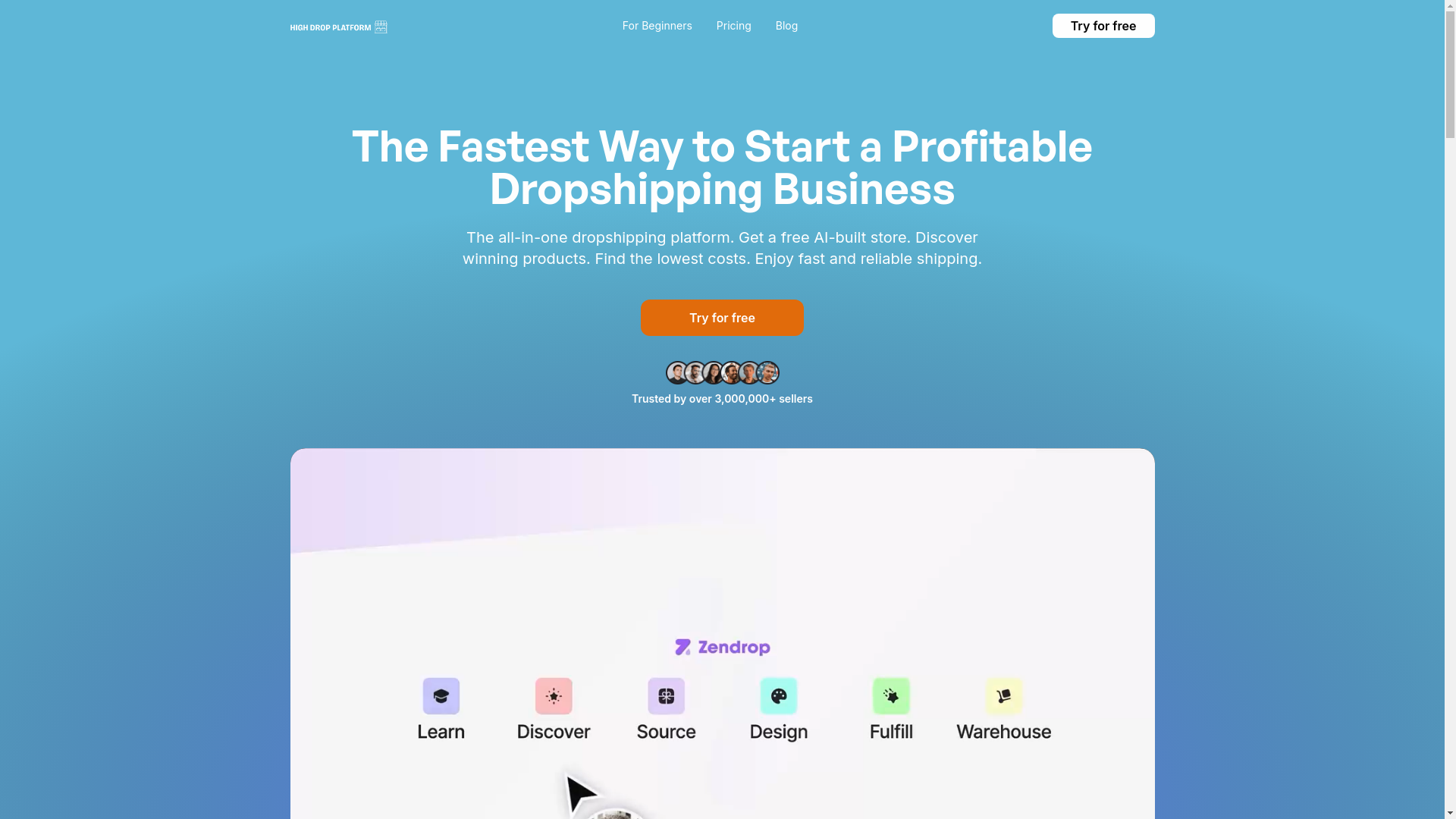 website screenshot of https://highdropplatform.pro/