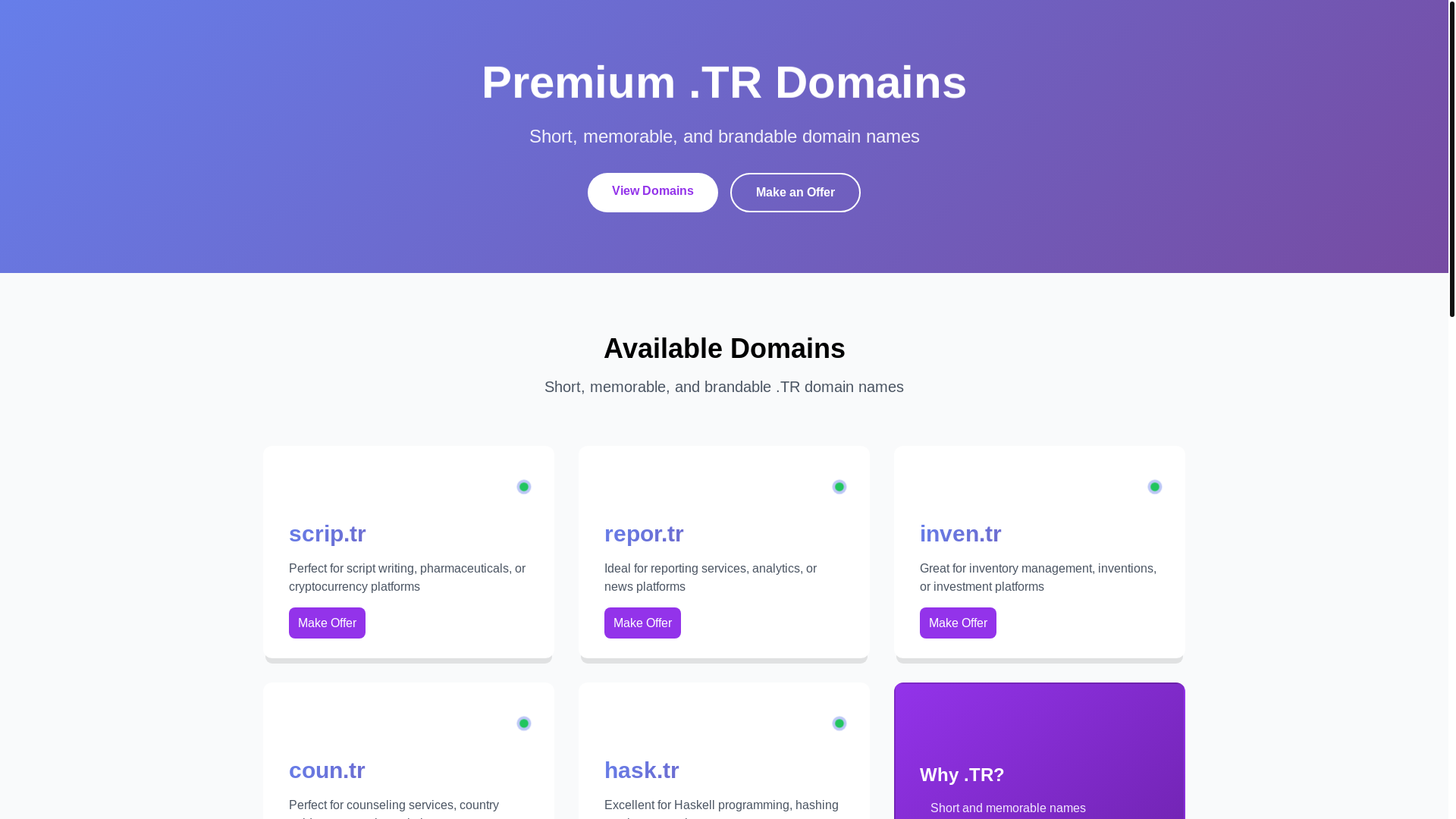 website screenshot of https://domains1.pages.dev/
