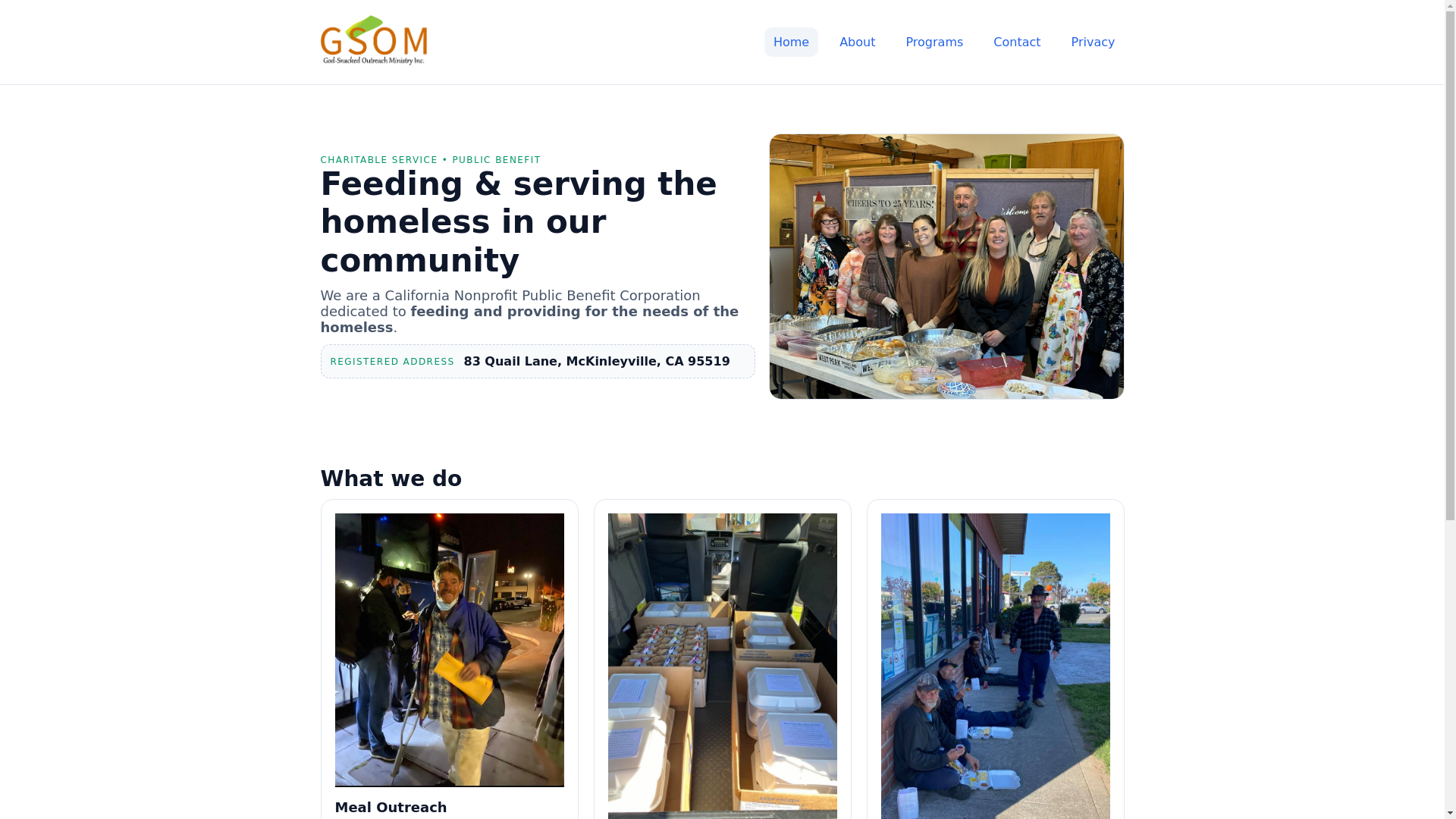 website screenshot of https://godsnackedoutreach.online/