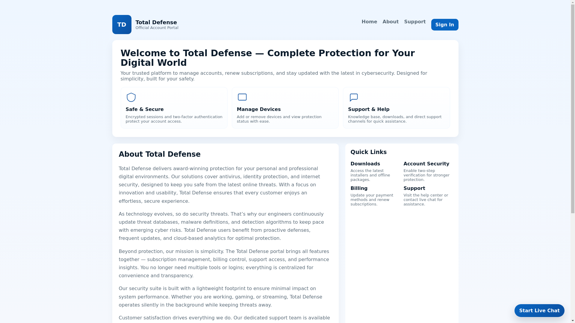 website screenshot of https://totaldefense.pages.dev/