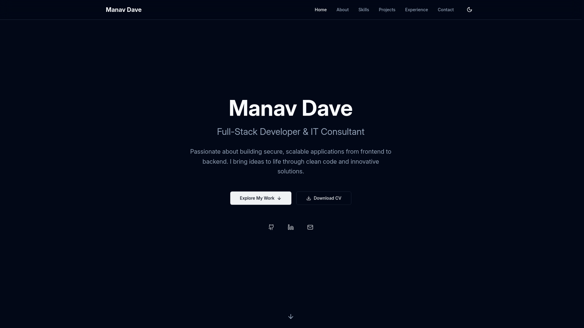 website screenshot of https://manavdave.com/