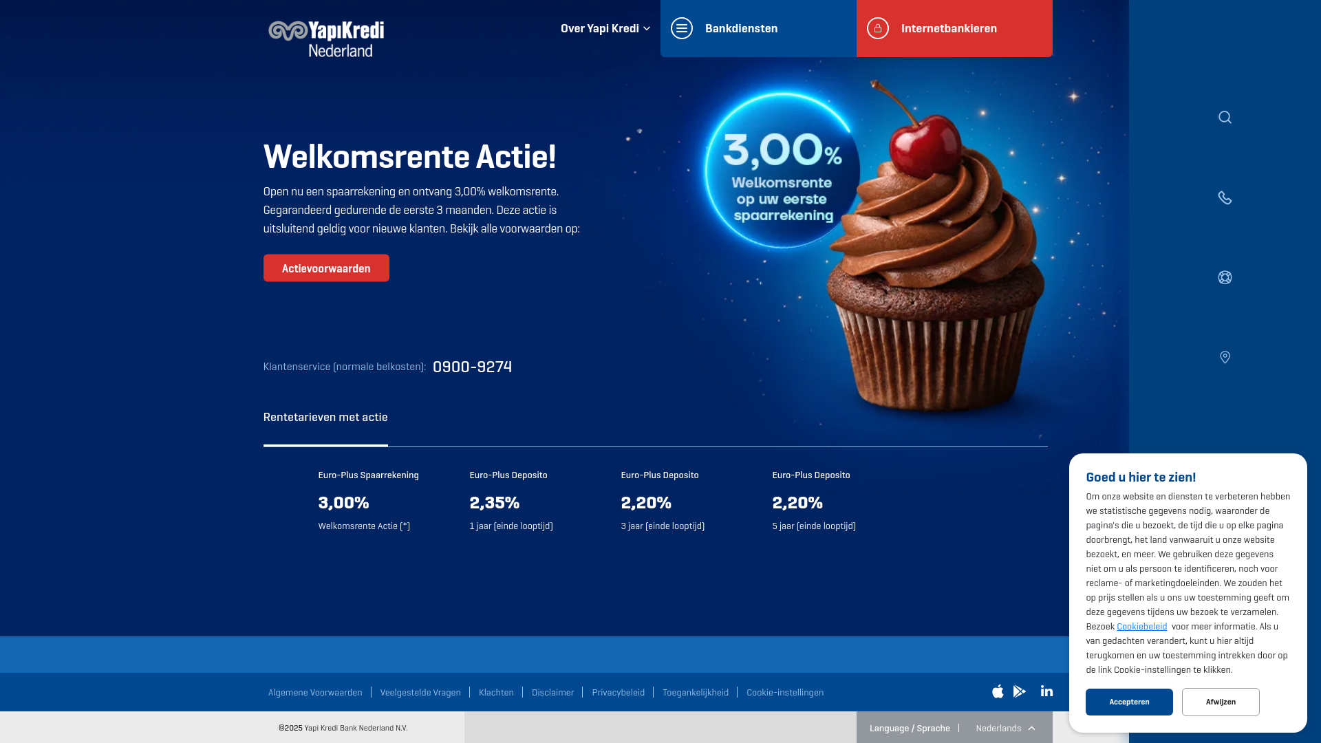 website screenshot of https://www.yapikredi.nl/