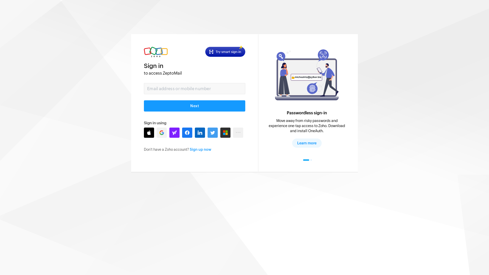 website screenshot of https://sender10.zohoinsights-crm.com/