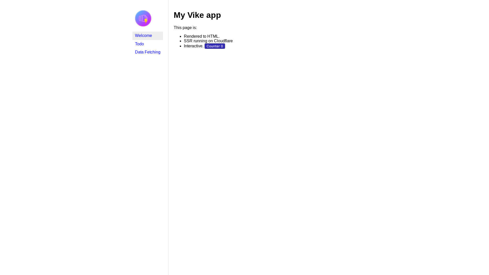 website screenshot of https://vike-clouflare-hono-demo.pages.dev/