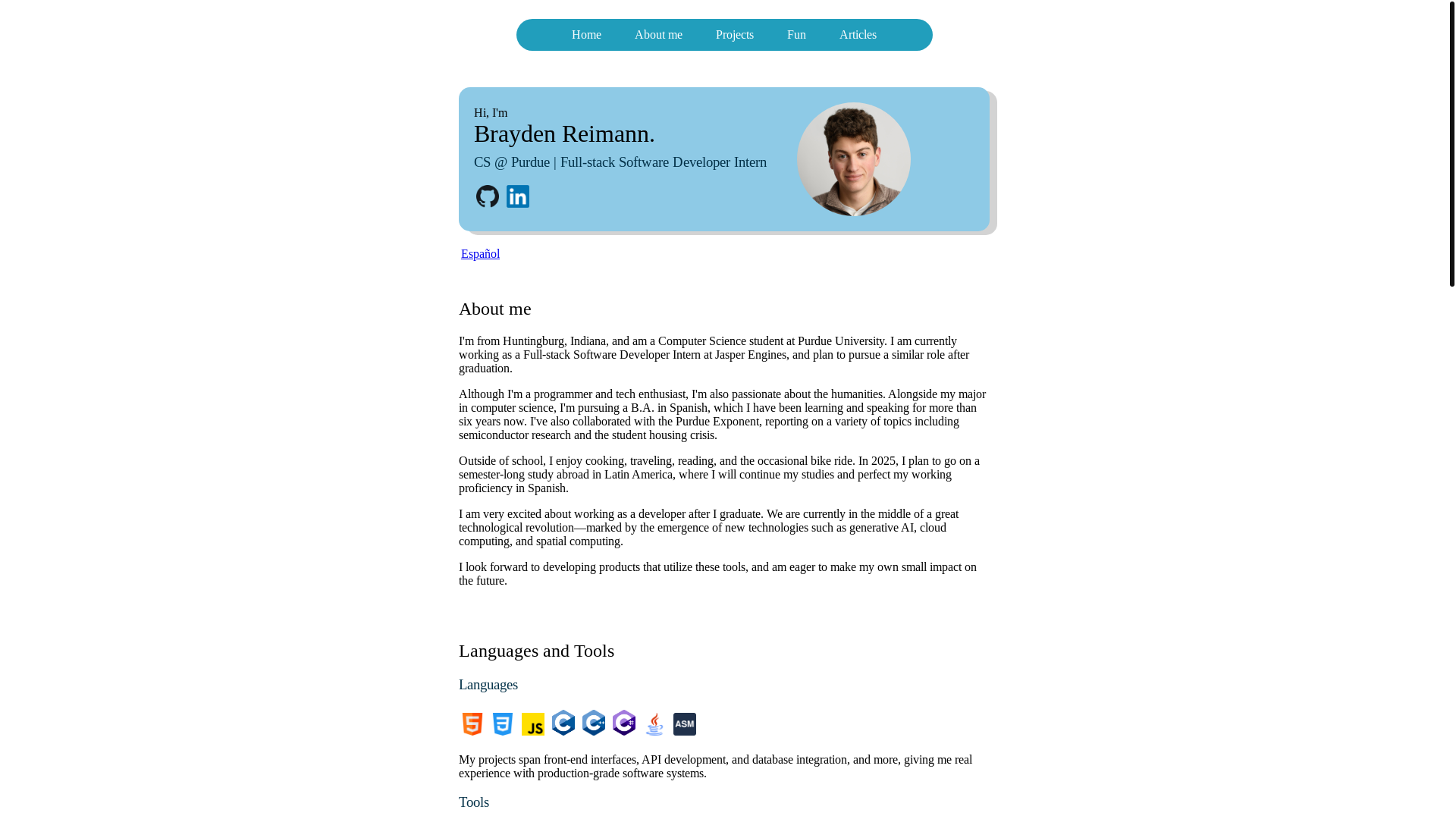 website screenshot of https://brayden-reimann-s-website.pages.dev/