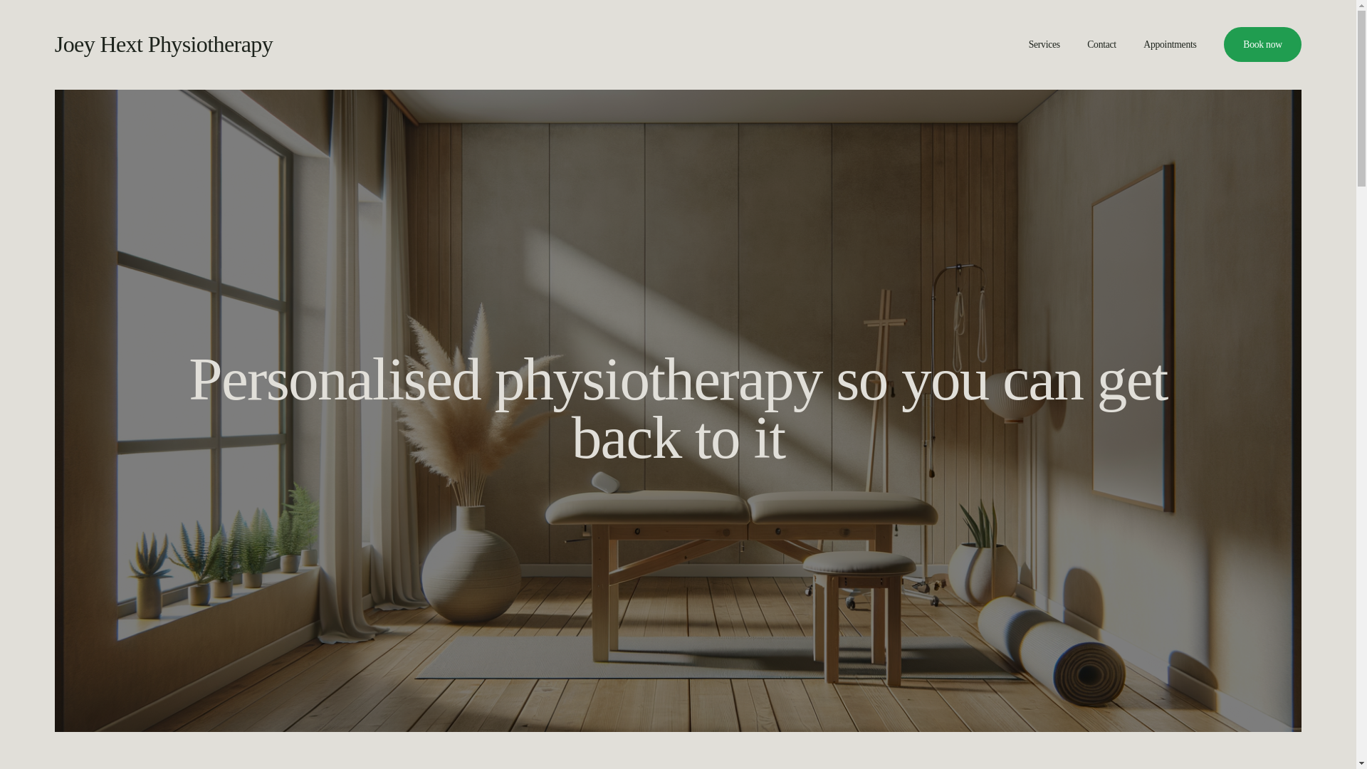 website screenshot of https://joeyhextphysiotherapy.co.uk/