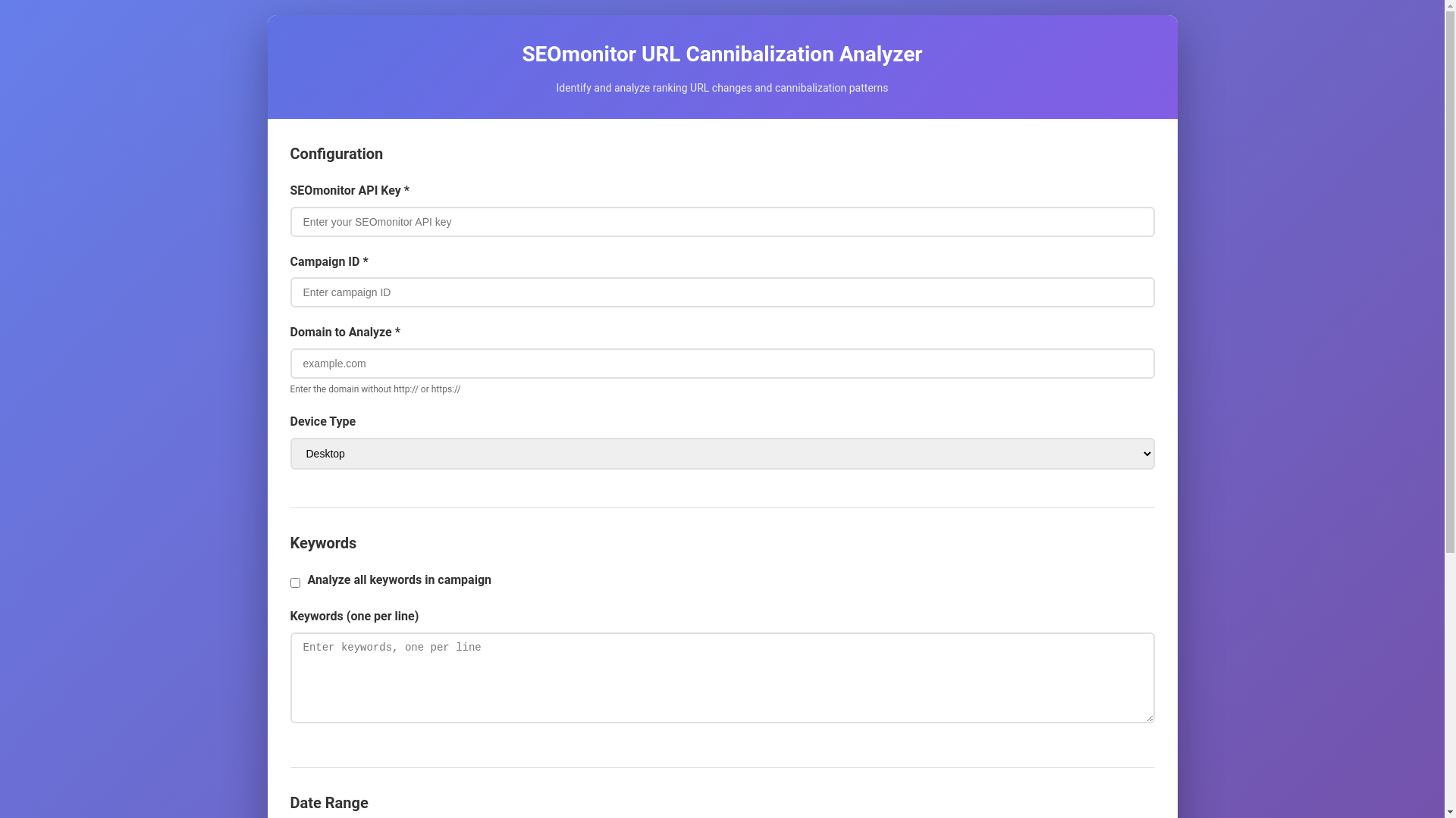 website screenshot of https://seomonitor-cannibalization-ui.pages.dev/