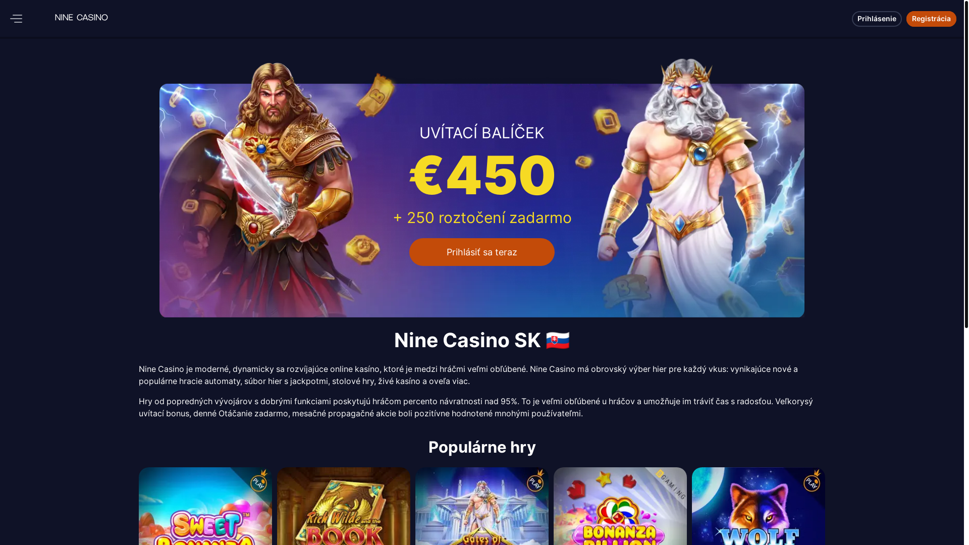 website screenshot of https://nine-casino-sk.pages.dev/
