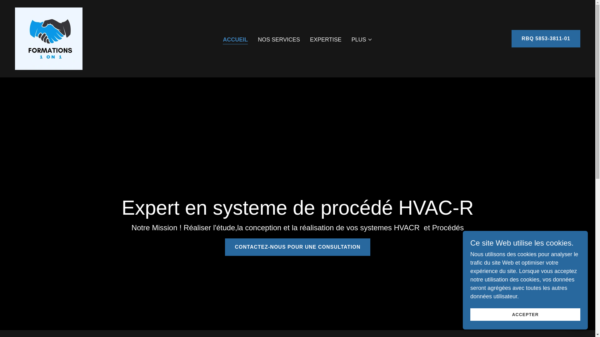 website screenshot of https://formations1on1.ca/
