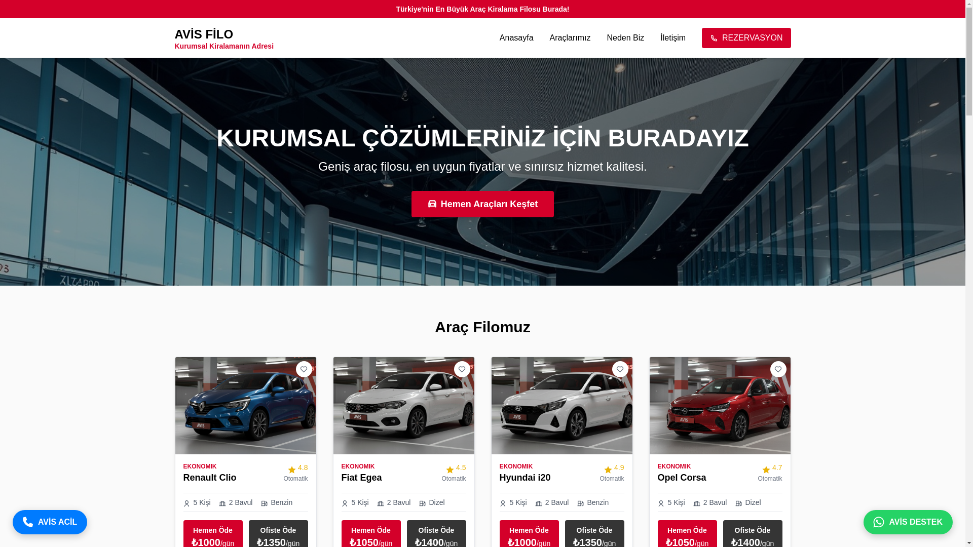 website screenshot of https://haviskiralama.com/