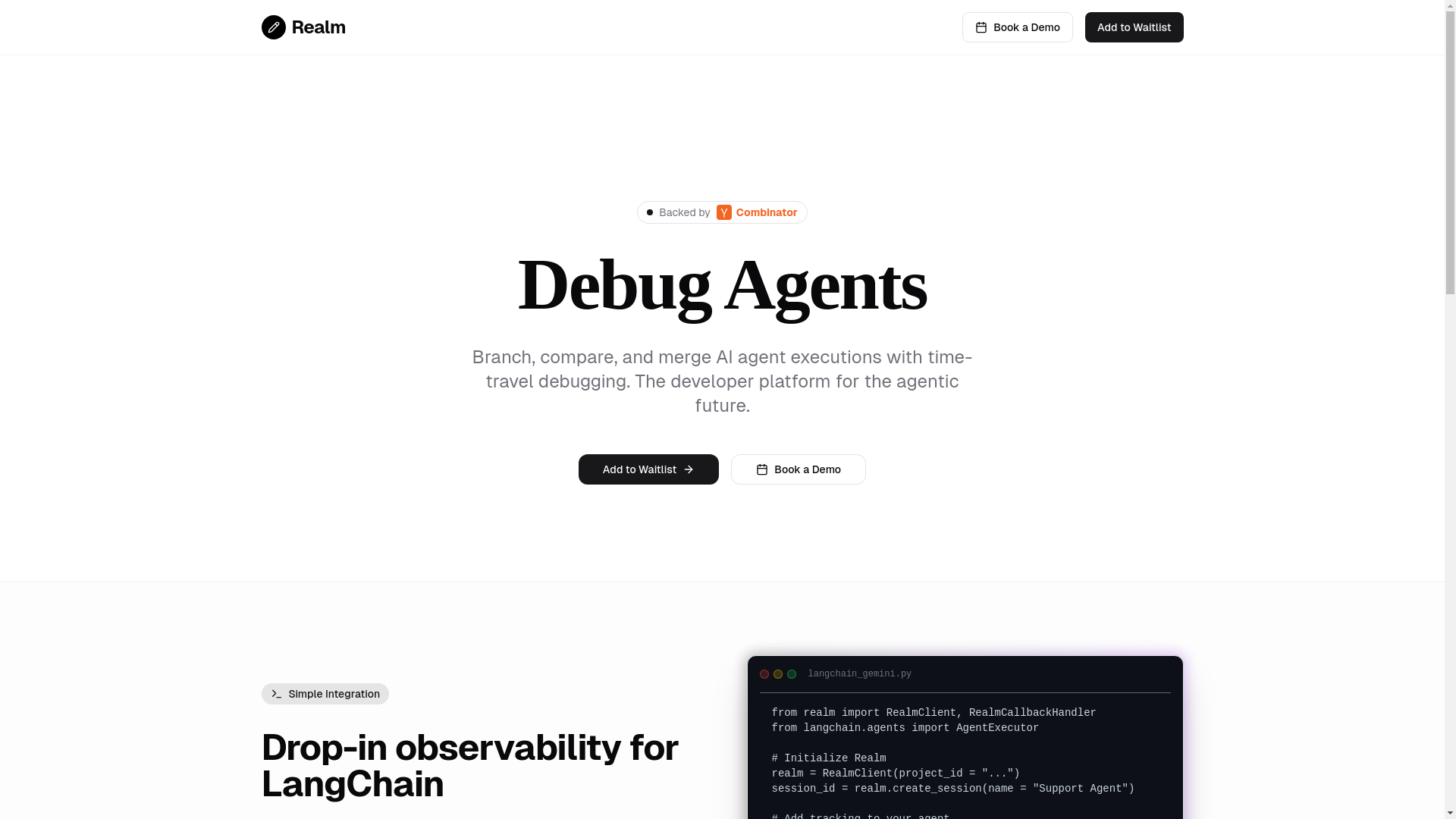 website screenshot of https://realmai.dev/