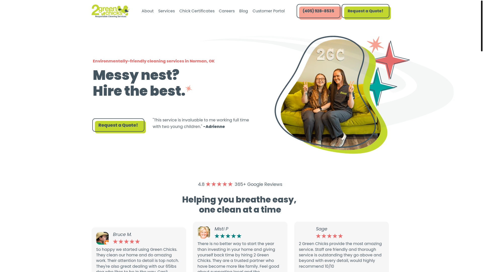 website screenshot of https://2greenchicks-com.pages.dev/