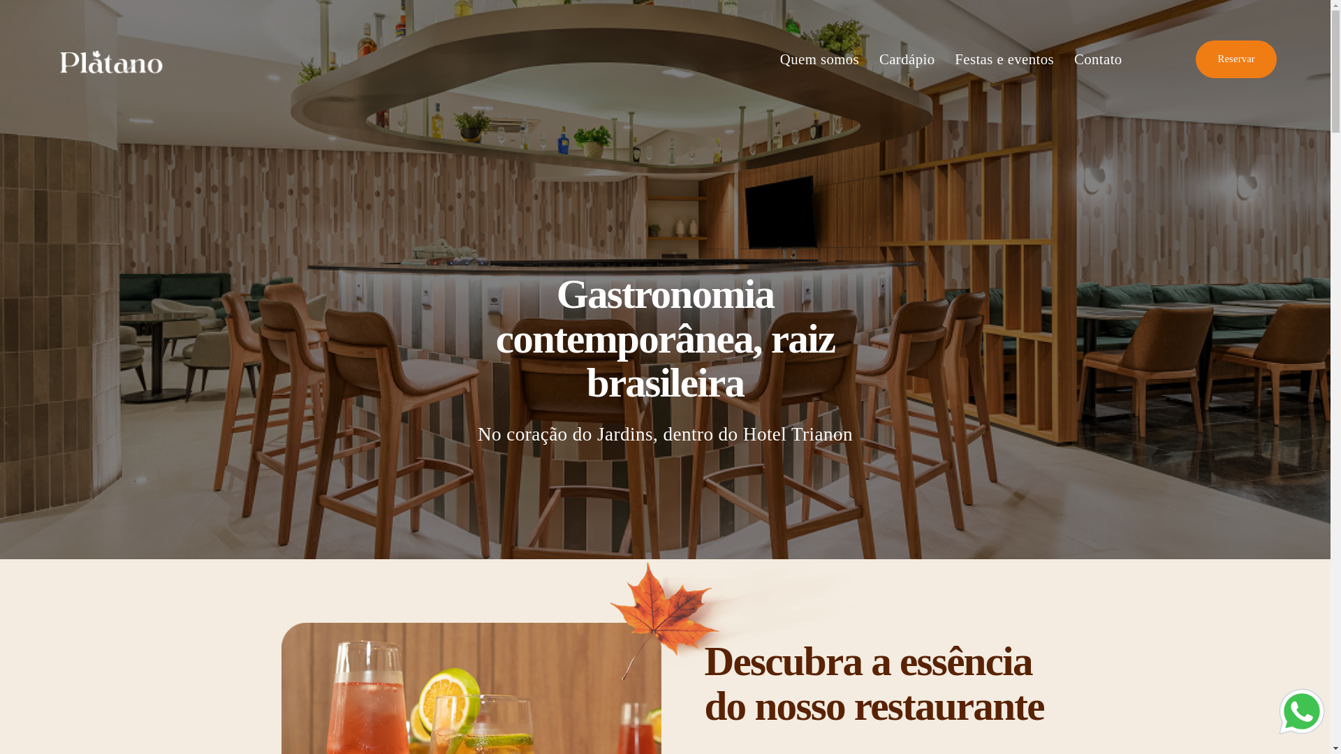 website screenshot of https://platanorestaurante.com.br/