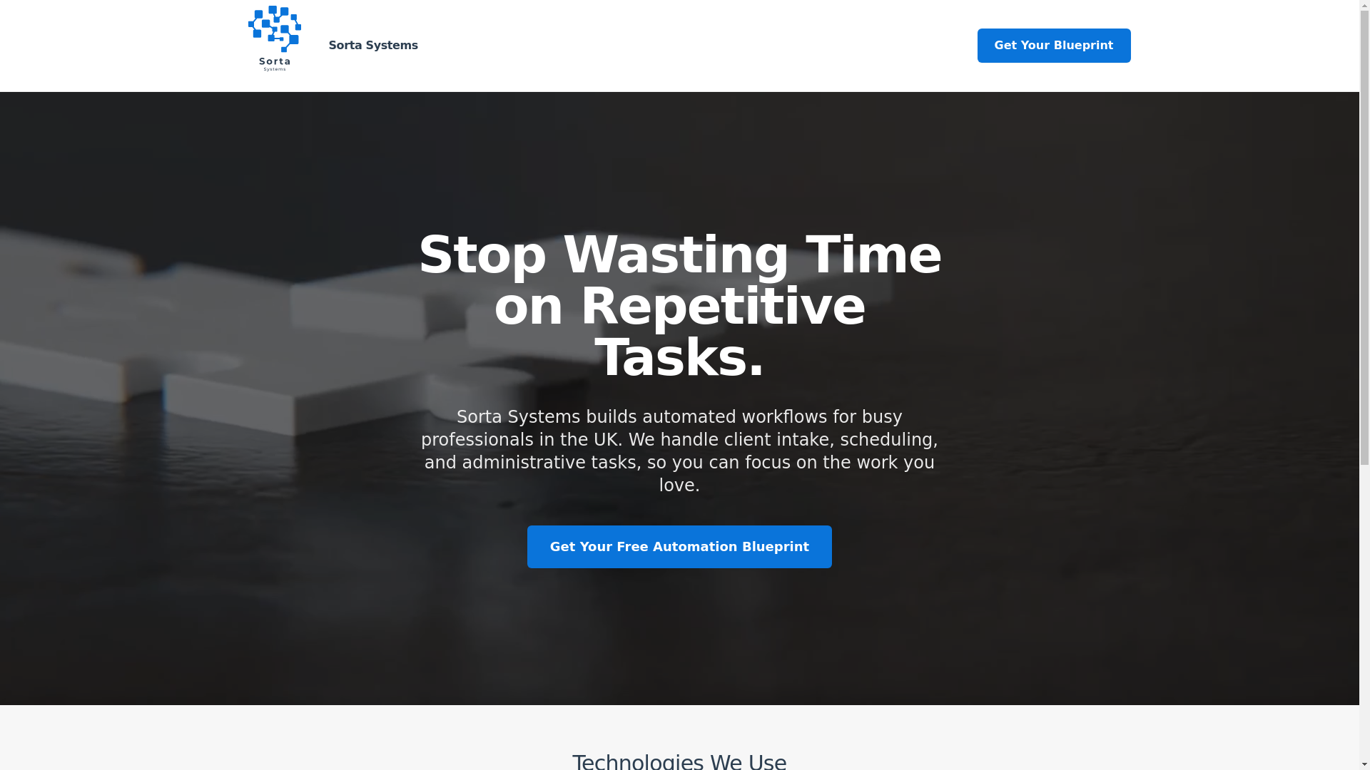 website screenshot of https://sortasystems.co.uk/
