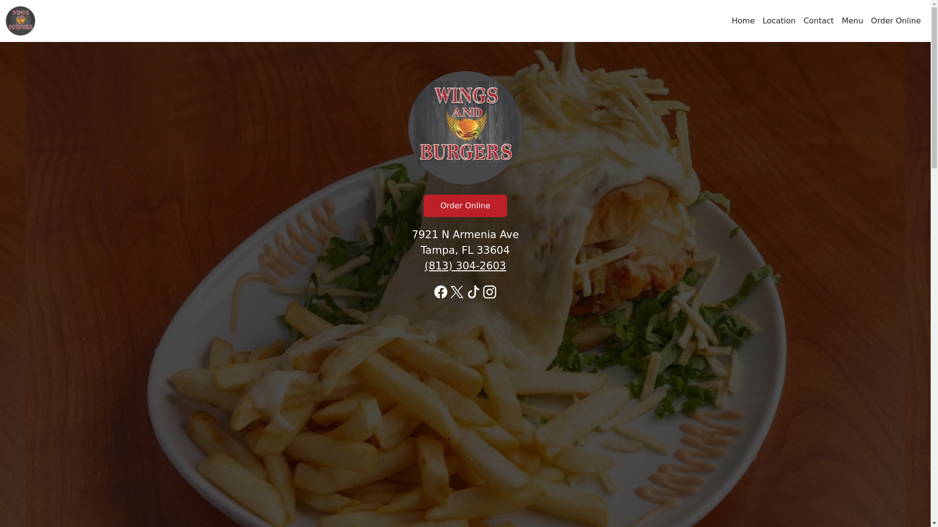 website screenshot of https://wingsandburgersfl.com/