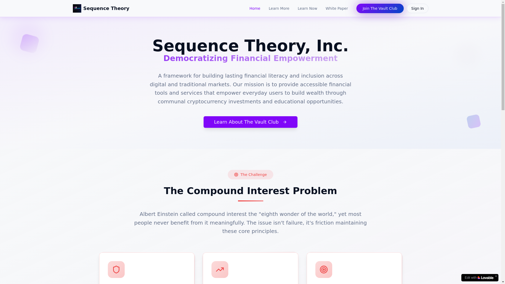 website screenshot of https://sequencetheoryinc.com/