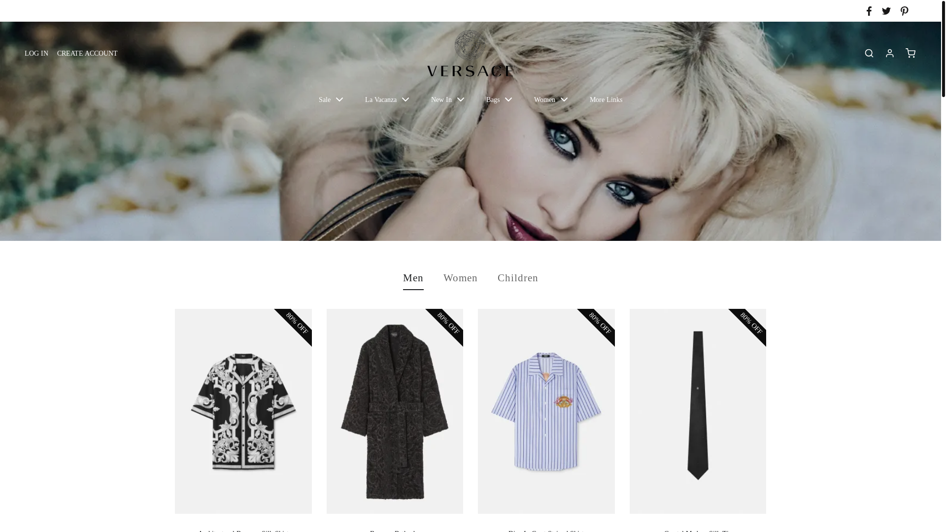 website screenshot of https://versacessale.com/
