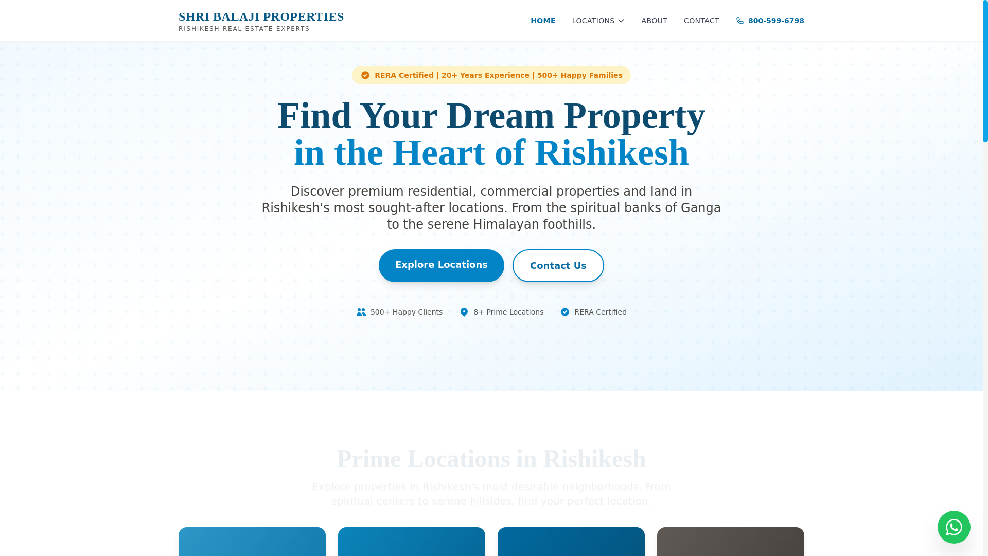 website screenshot of https://shribalajiproperties.org/