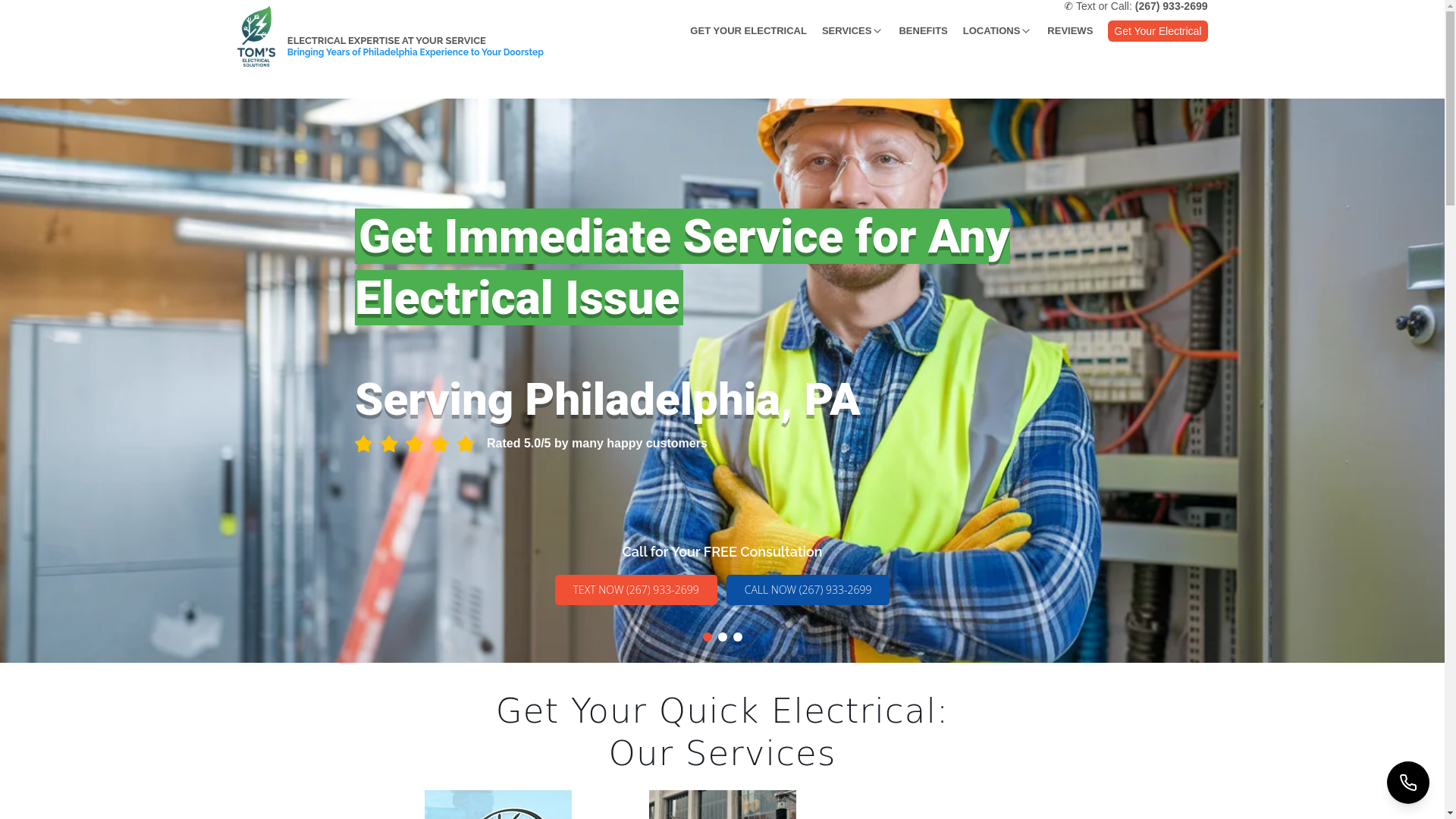 website screenshot of https://tomselectricalsolutions.com/